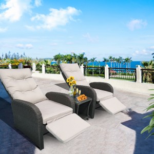 Garden furniture adjustable Sunbed rattan Chaise lounge patio reclining chair