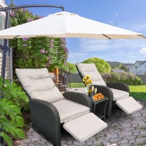Garden furniture adjustable Sunbed rattan Chaise lounge patio reclining chair