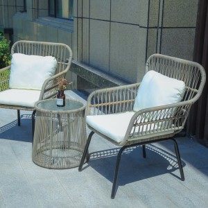 Garden bistro set cafe set rope woven chairs and table for Patio balcony