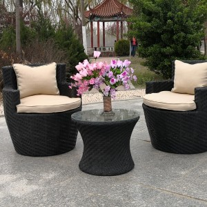 Rattan Bistro Set 2 Vase Chairs Coffee Table Stackable
