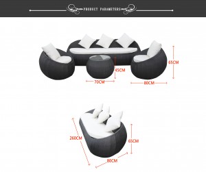 4Pc classic outdoor round egg sofa rattan patio conversation set