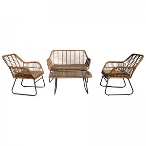 4 Pc Outdoor Patio Rattan Conversation Set