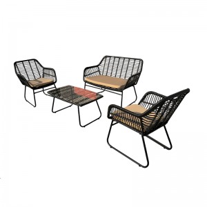 4 Pc Outdoor Patio Rattan Conversation Set