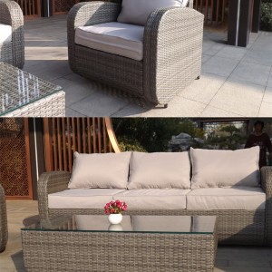 5pc Garden Sofa Set- Outdoor Rattan sofa & drawer coffee table