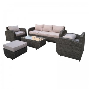 5pc Garden Sofa Set- Outdoor Rattan sofa & drawer coffee table