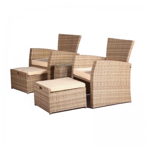5Pc Patio conversation set  Outdoor Rattan sofa ottoman