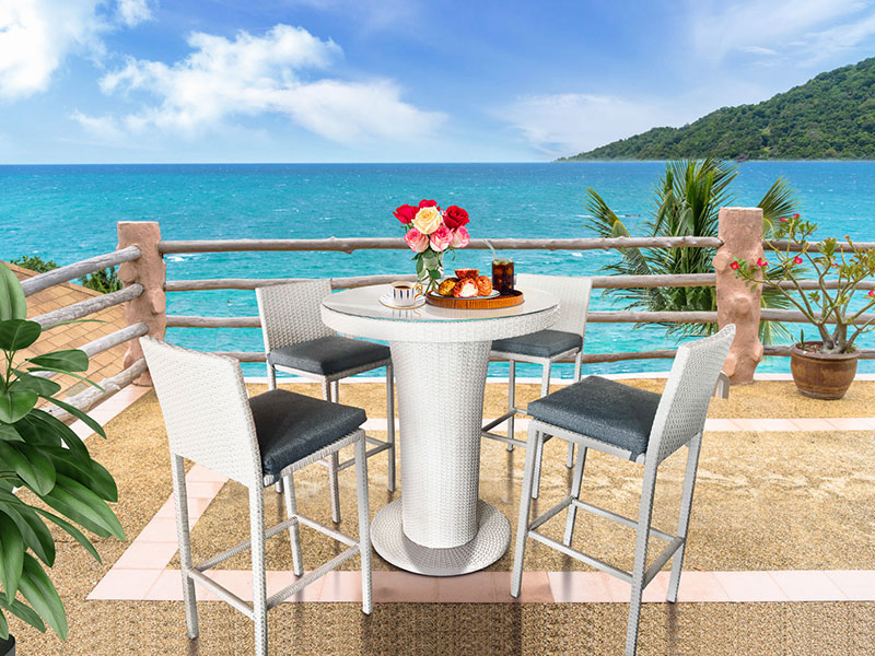 5pcs Rattan Wicker Bar Furniture With Ice Bucket
