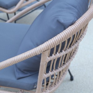 Round glass-top dining set garden rattan dining chairs table set