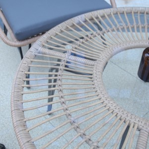 Round glass-top dining set garden rattan dining chairs table set