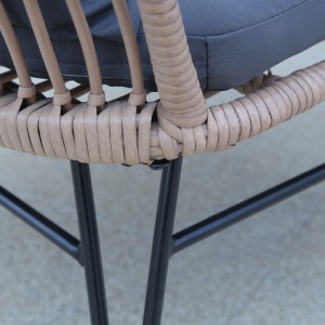 Round glass-top dining set garden rattan dining chairs table set