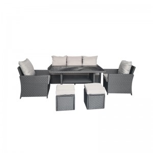 6Pcs Garden Sofa set -Rattan patio sofa & couch dining table