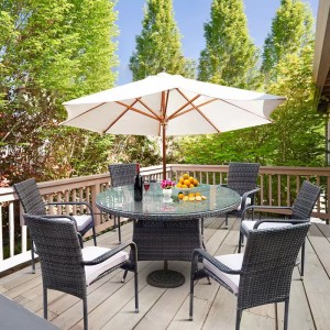 Round patio dining set rattan dining chairs table set outdoor dining set