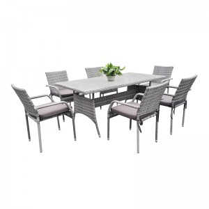 Rectangular outdoor dining set garden rattan dining table chairs