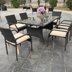 Rectangular outdoor dining set garden rattan dining table chairs