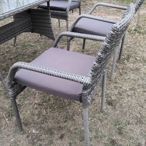 Rectangular outdoor dining set garden rattan dining table chairs