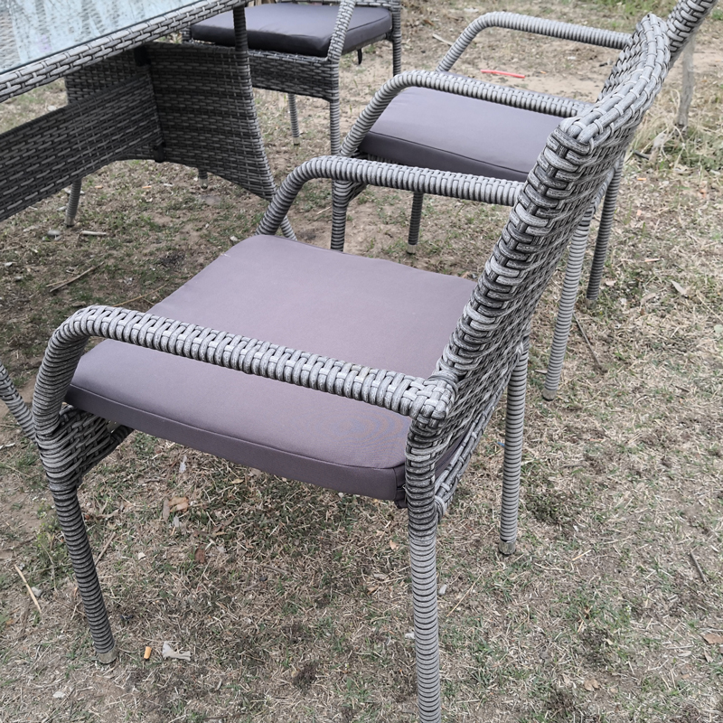 Rectangular outdoor dining set garden rattan dining table chairs Featured Image