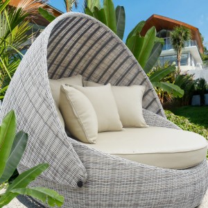 Outdoor lounge daybed patio wicker sunbed canopy daybed