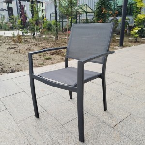 Aluminum  armchair stackable mesh chair outdoor dining chair