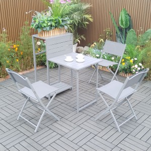 4pc Balcony bistro set folding table and chairs in grey