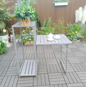 4pc Balcony bistro set folding table and chairs in grey