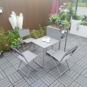 4pc Balcony bistro set folding table and chairs in grey
