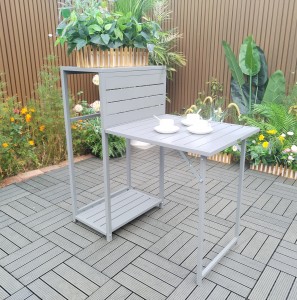 4pc Balcony bistro set folding table and chairs in grey