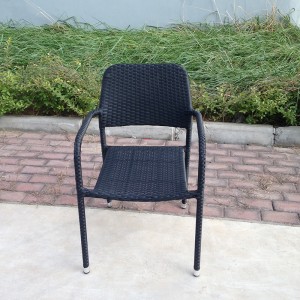 Patio Rattan dining chair stackable armrest chairs