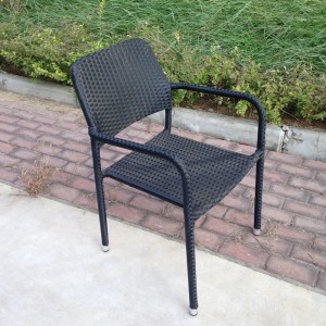 Patio Rattan dining chair stackable armrest chairs