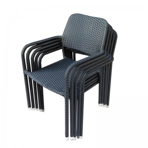 Patio Rattan dining chair stackable armrest chairs