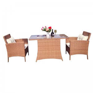 3Pc Patio wicker space-saving bistro furniture rattan dining table set
