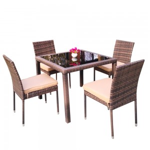 5Pc garden dining set rattan dining chairs and table