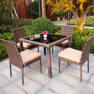 5Pc garden dining set rattan dining chairs and table