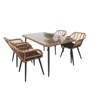 5pcs patio dining set rattan dining chairs and table