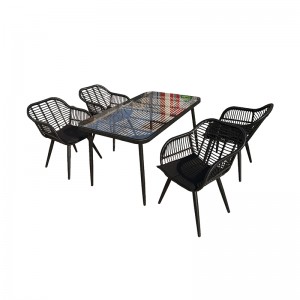 5pcs patio dining set rattan dining chairs and table