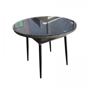 Round glass-top dining set outdoor rattan dining chairs table set