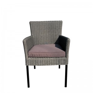 Round glass-top dining set outdoor rattan dining chairs table set