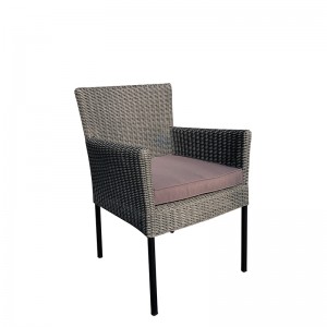 Round glass-top dining set outdoor rattan dining chairs table set