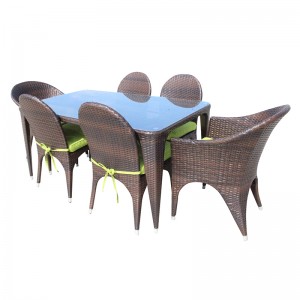 Rectangular garden dining set outdoor wicker dining table rattan chairs