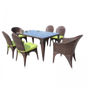 Rectangular garden dining set outdoor wicker dining table rattan chairs