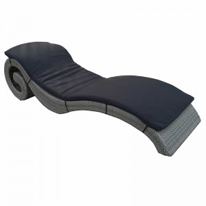 “S” Wave shape aluminium chaise lounger-outdoor rattan wicker sunbed w/cushion