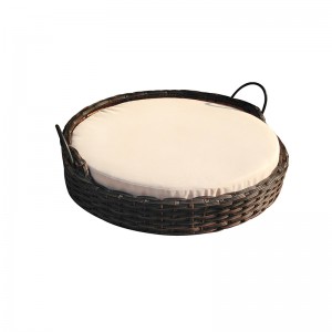 Round pet bed w/handles-Rattan cat & dog bed