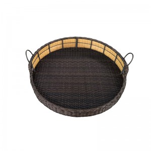 Round pet bed w/handles-Rattan cat & dog bed