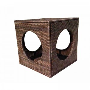 Rattan Cat House – Pet cat bed with 4 round windows
