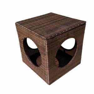 Rattan Cat House – Pet cat bed with 4 round windows