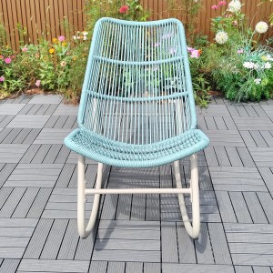 Garden rocking chair in blue poly rattan