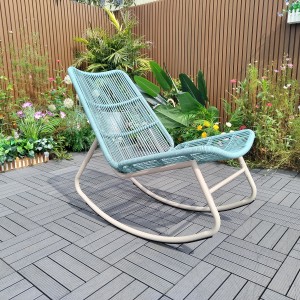 Garden rocking chair in blue poly rattan