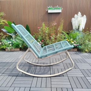 Garden rocking chair in blue poly rattan