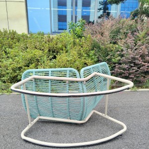 Garden rocking chair in blue poly rattan