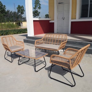 4 Pc Outdoor Patio Rattan Conversation Set