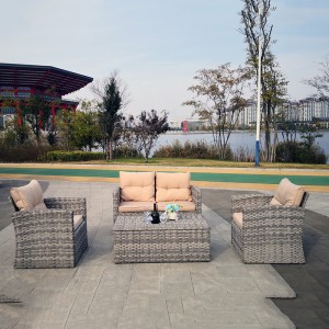 4Pcs Rattan sofa and storage coffee table set